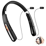 Best Neckband Headphones | Bluetooth 6 Bluetooth Headphones, TOCGAMT Wireless Retractable Foldable Neckband V4.1 (KKY-992) HD Stereo Sport Travel, Support iPhone,Samsung Galaxy Series, Android Other Bluetooth-Enabled Devices-B (Black)