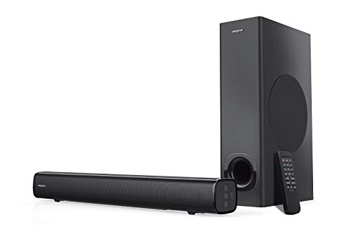 Best Soundbars For Under $100 6 Creative Stage 2.1 Channel Under-Monitor Soundbar with Subwoofer for TV, Computers, and Ultrawide Monitors, Bluetooth/Optical Input/TV ARC/AUX-in, Remote Control and Wall Mounting Kit